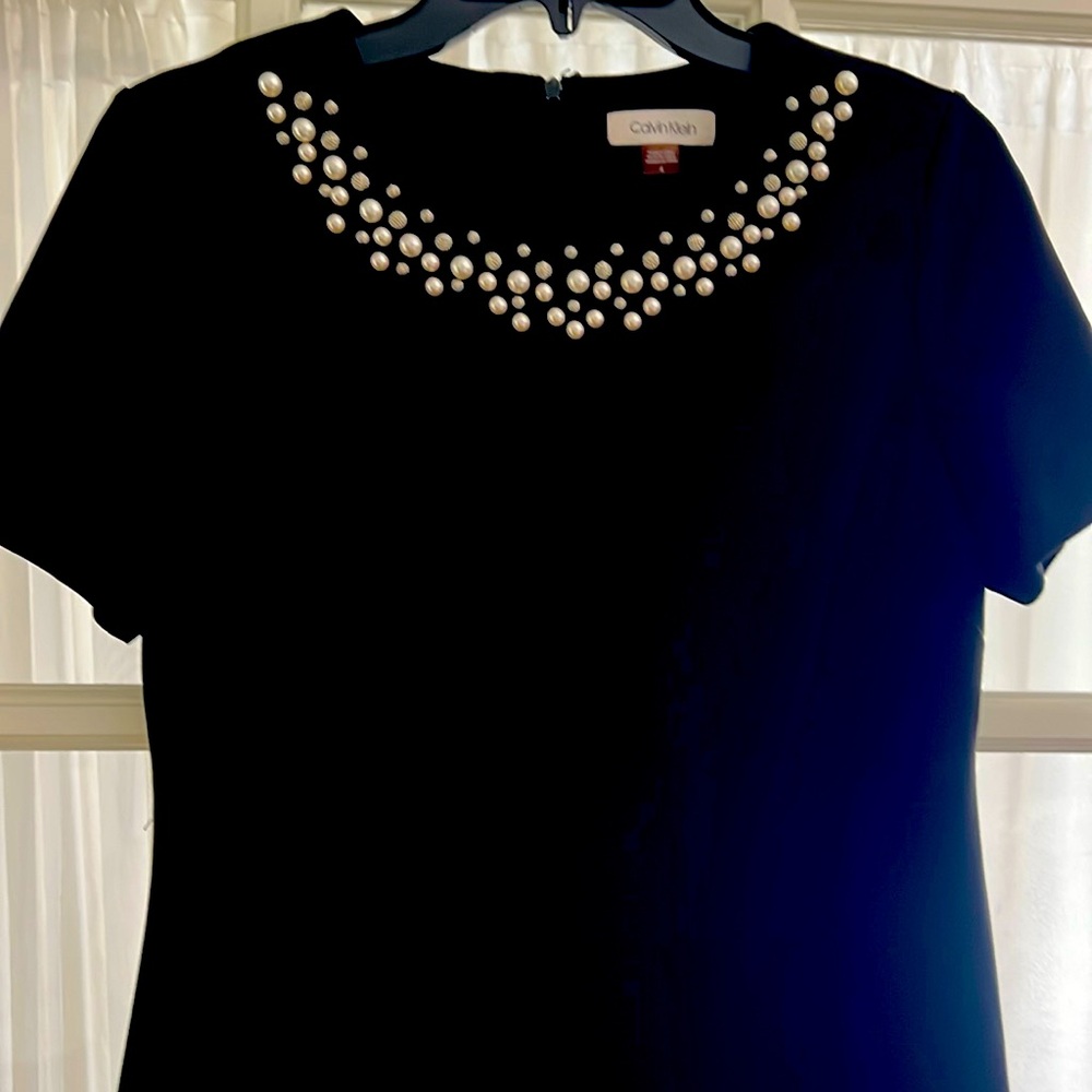 Calvin Klein dress Pearl beaded neckline size 4